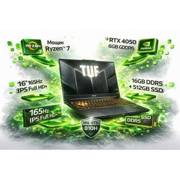 Лаптоп, Asus TUF F16 FA607NUG-RL117 Лаптоп, Asus TUF F16 FA607NUG-RL117