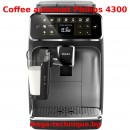 Кафеавтомат Philips Series 4300 EP4343/70, Система за мляко LatteGo, 8 напитки, Цифров TFT екран в 3 цвята, Филтър AquaClean, Керамична мелничка, Опция мляно кафе, Функция MEMO 2 профила, 
