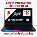 Гейминг лаптоп ACER Predator Helios 18 AI PH18-73-96BL с Intel Core Ultra 9, RTX 5080 и 18-инчов дисплей