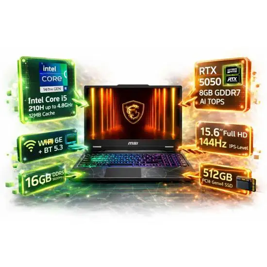MSI Cyborg 15 B2RWEKG – геймърски лаптоп с RTX 5050 и доставка до всеки град в България